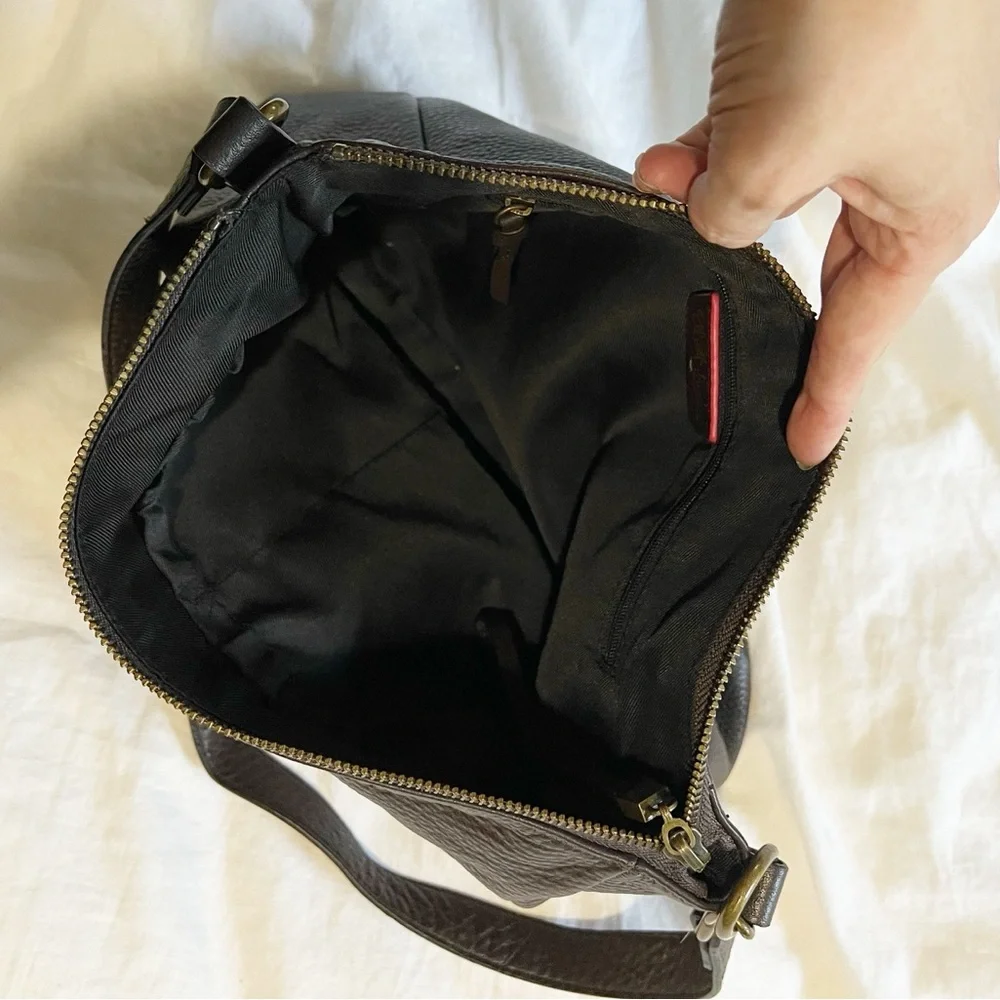 Elliott Lucca The Sak Coraline leather hobo zip shoulder bag cocoa brown Y2K
